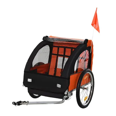 2-seat Kids Child Bicycle Trailer Red