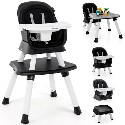 8-in-1 Baby High Chair Convertible Dining Booster Seat With Removable Tray Grey/pink/yellowith Strip