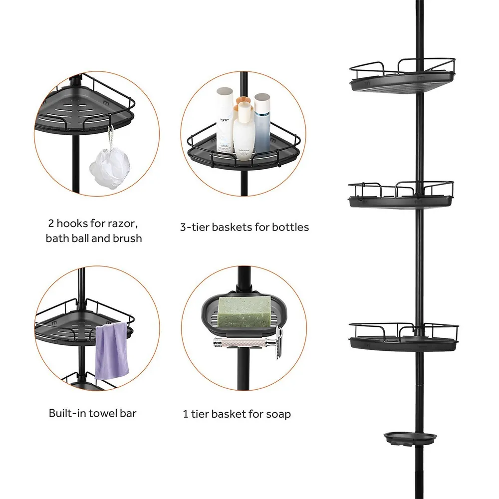 Costway 4-Tier Tension Corner Shower Caddy for Bathroom