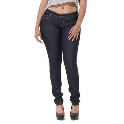 Women's Curvy Fit Dark Indigo Stretch Denim Midrise Skinny Jeans