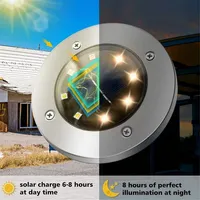 8 Pack Solar Ground Lights, 8 Led Solar Powered Disk Lights Outdoor Waterproof Lighting For Yard Deck Lawn