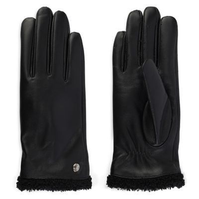 Ladies Leather Itouch Glove With Sherpa Trim Cuff