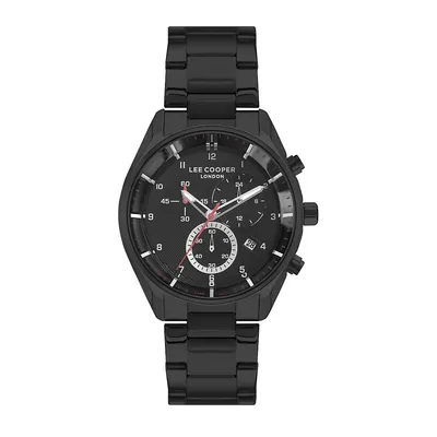 Men's Lc07351.650 Chronograph Black Watch With A Black Metal Band And A Black Dial