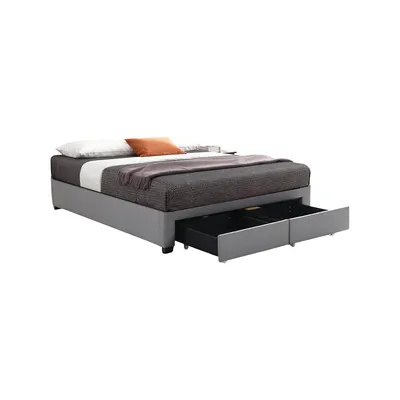 Ez Base Foundation Grey Platform Bed With 2 Storage Drawers - Available 4 Sizes