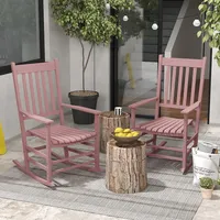 Patio Rocking Chairs Set Of 2 W/ Slatted Seat Rocker Chairs