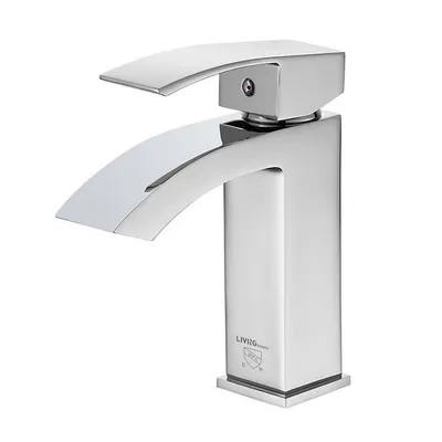 Modern Single-handle Bathroom Faucet, Waterfall Bathroom Vanity Sink Faucet With Large Rectangular Spout, CUPC NSF Certified