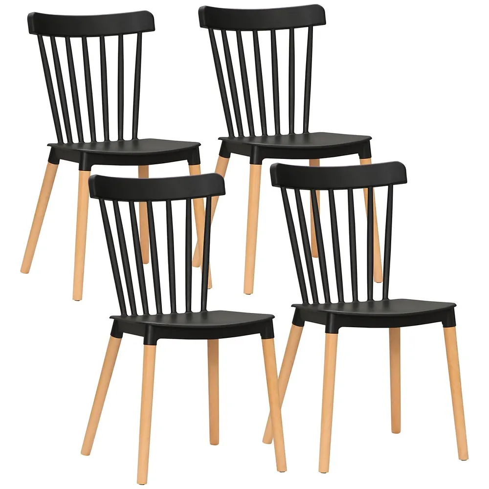 4 Pieces Dining Chairs Set, Kitchen Chair With Wooden Legs