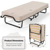 Folding Bed W/memory Foam Mattress Dust-proof Bag Rollaway Metal Bed Sleeper