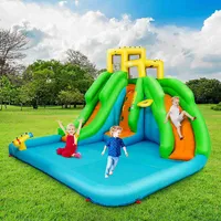 Kids Inflatable Water Park Bounce House 2 Slide W/climbing Wall