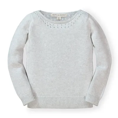 Hope and Henry Girls Pointelle Turtleneck Sweater