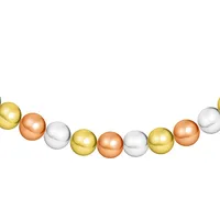 Sterling Silver Up To 8" Beads Silver Yellow Rose Gold Bolo Bracelet