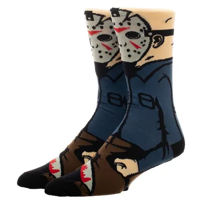 Friday The 13th Jason Character Men's Animigos Crew Socks Serial Killer Collection