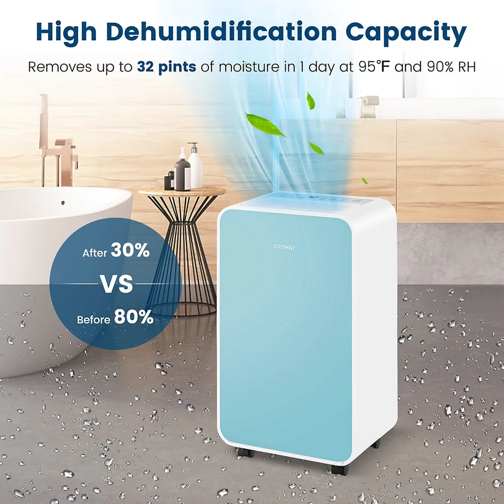 Costway 100-Pint Dehumidifier for Home & Basements w/Smart App