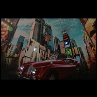 Led Lighted Nyc Times Square 7th Avenue Classic Mg Car Canvas Wall Art 15.75" X 23.5"