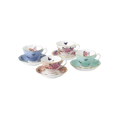 Ensemble tasse à thé et soucoupe en porcelaine tendre Miranda Kerr Friendship, 4 pièces
