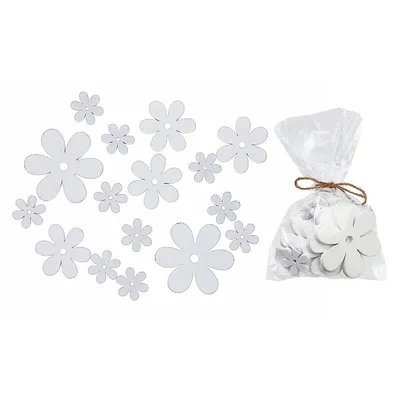 16pc Assorted Size Wood Ornaments Daisy White - Set Of 2