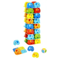 Wooden Elephant Stacking Game - 46pcs Play Set With Pattern Cards And Die, Ages 3+