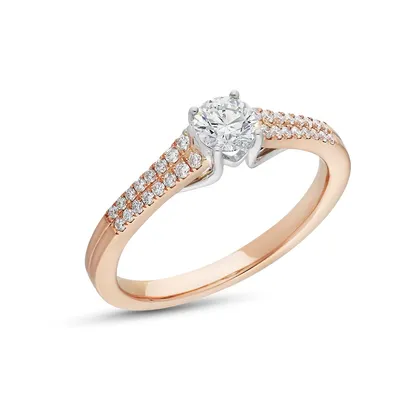 Canadian Dreams 14k Rose Gold 0.58 Ctw Canadian Diamond Solataire Ring