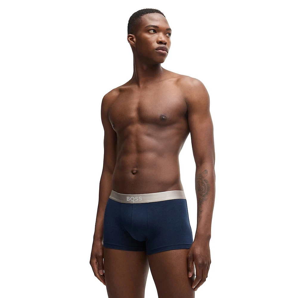 3-Pack Cotton-Blend Logo Trunks