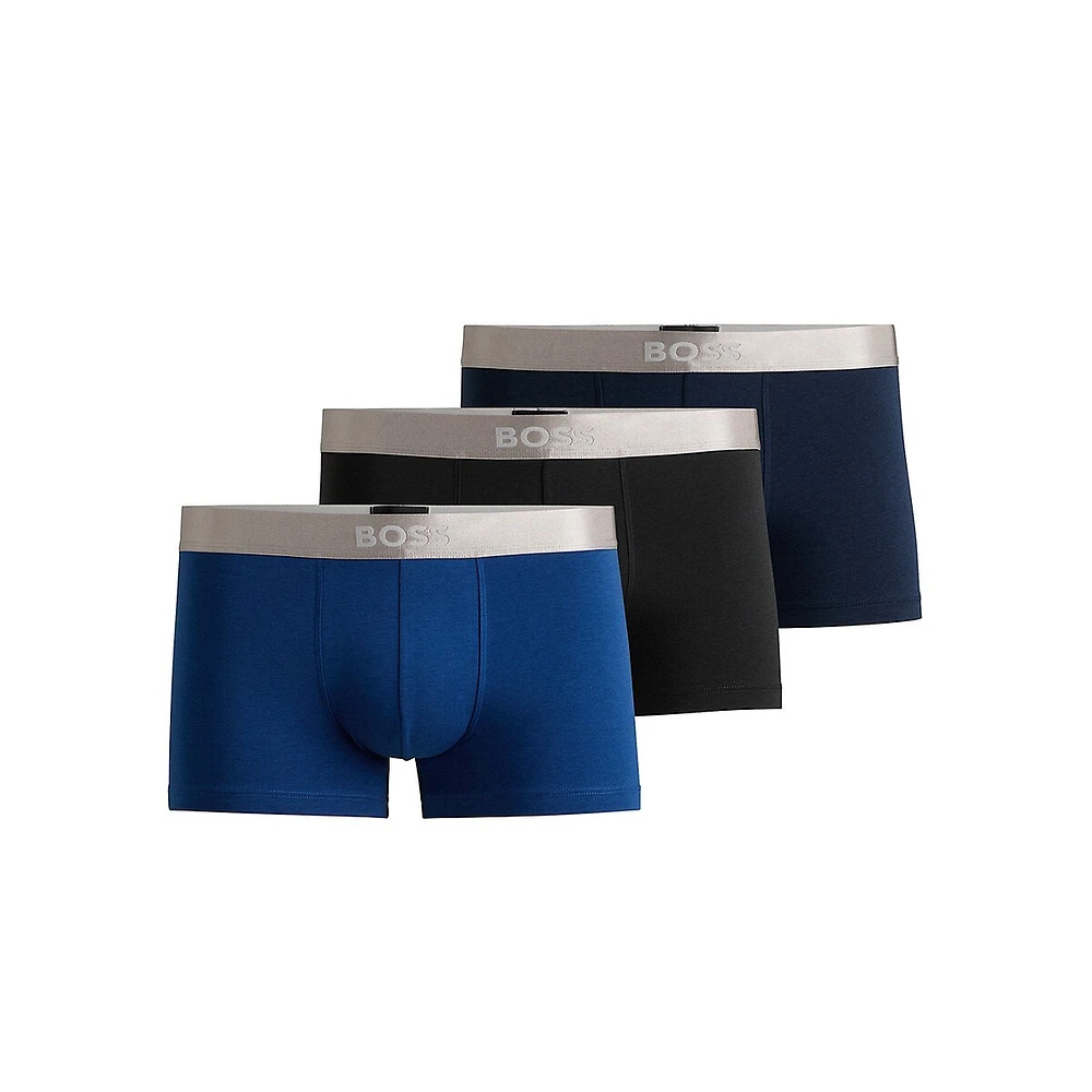 3-Pack Cotton-Blend Logo Trunks