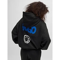 Happy Hugo Logo Cotton-Terry Loose-Fit Hoodie