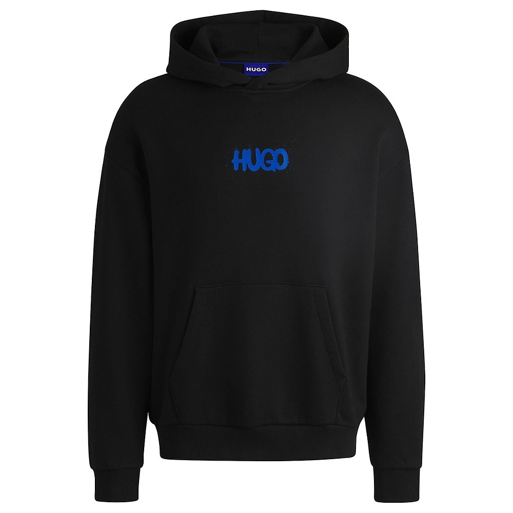 Happy Hugo Logo Cotton-Terry Loose-Fit Hoodie