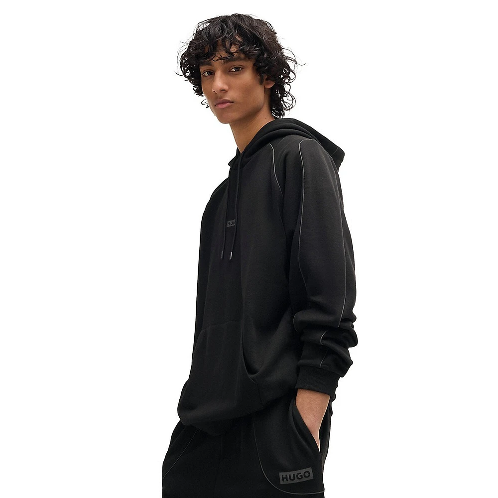 Loose-Fit Cotton-Terry Reflective-Trim Hoodie