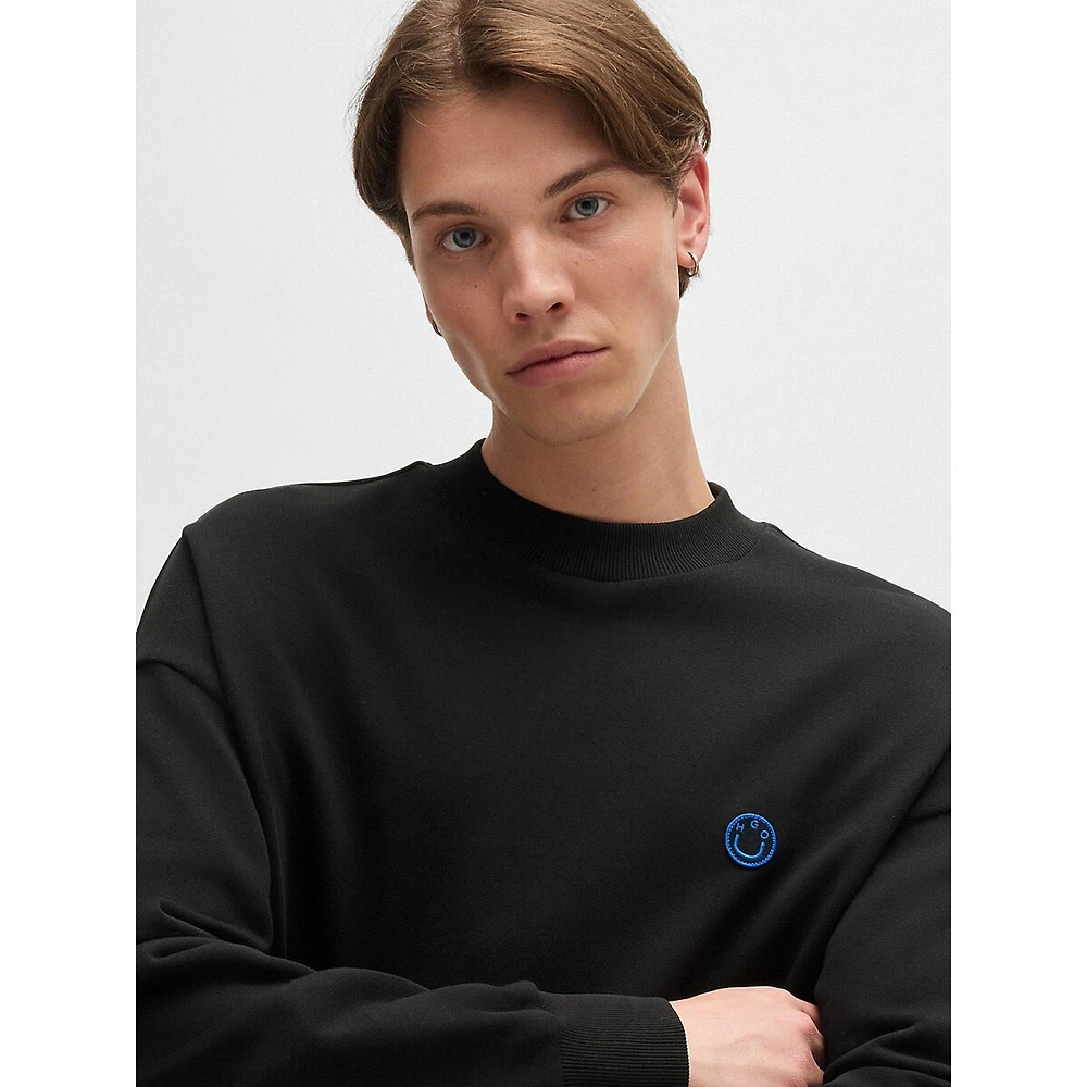 Smiley-Face Logo Patch Terry Sweatshirt