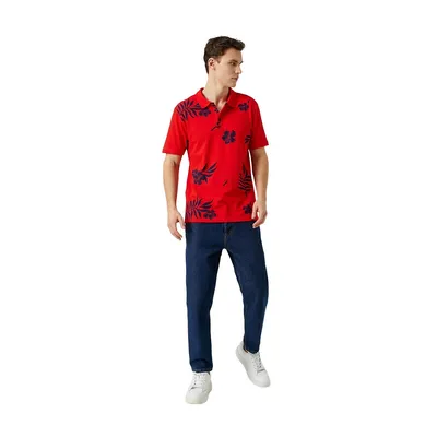 Regular Fit Polo Neck Knitted Tropical