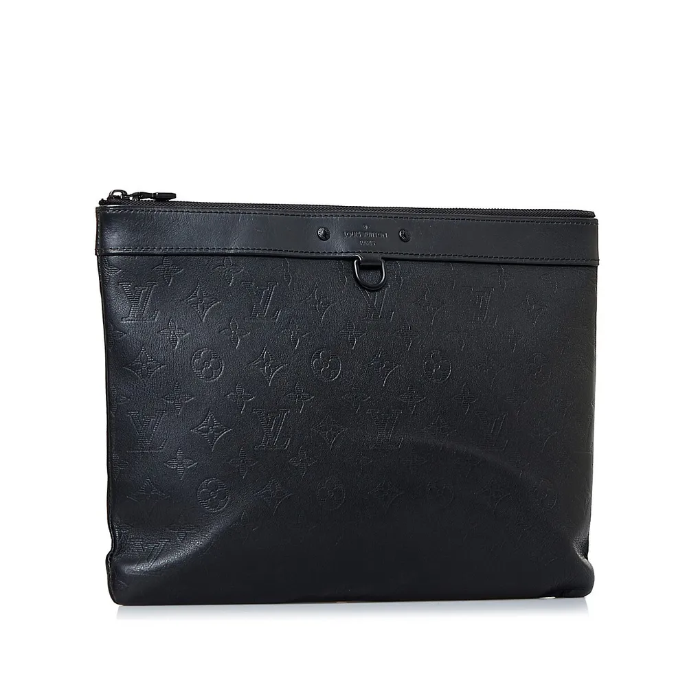 Louis Vuitton Discovery Pochette Monogram Shadow Leather GM Black