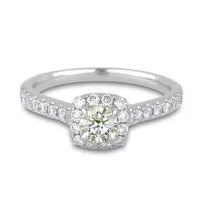 14k White Gold 0.92 Cttw Cgl Certified Canadian Diamond Halo Style Ring