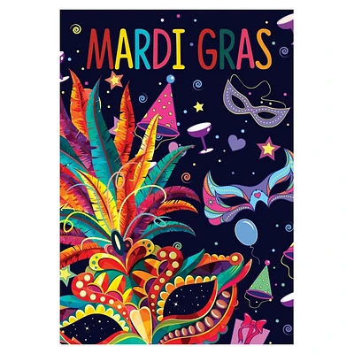 Mardi Gras Feathers And Masks Outdoor House Flag 40" X 28"