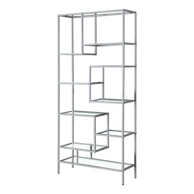 Bookcase 72" High / Metal With Tempered Glass