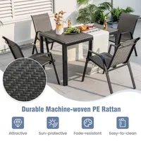 Patio Rattan Chairs Set Of 4 Stackable Dining Chair Set With Wicker Woven Backrest