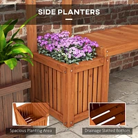 Garden Bench With Trellis And Planter Boxes For Backyard