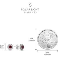 10k White Gold 3.5mm Birthstone Studs & Detachable 0.20 Cttw Canadian Diamond Halo Earring Jackets