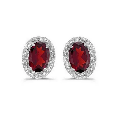 Diamond And Ruby Earrings In 14k White Gold (1.20ct)