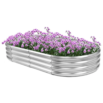 Outdoor Metal Raised Garden Bed , 6 X 3 X 1ft Oval Style Planter Box For Growing Vegetables, Flowers, Fruits, Herbs And Succulents