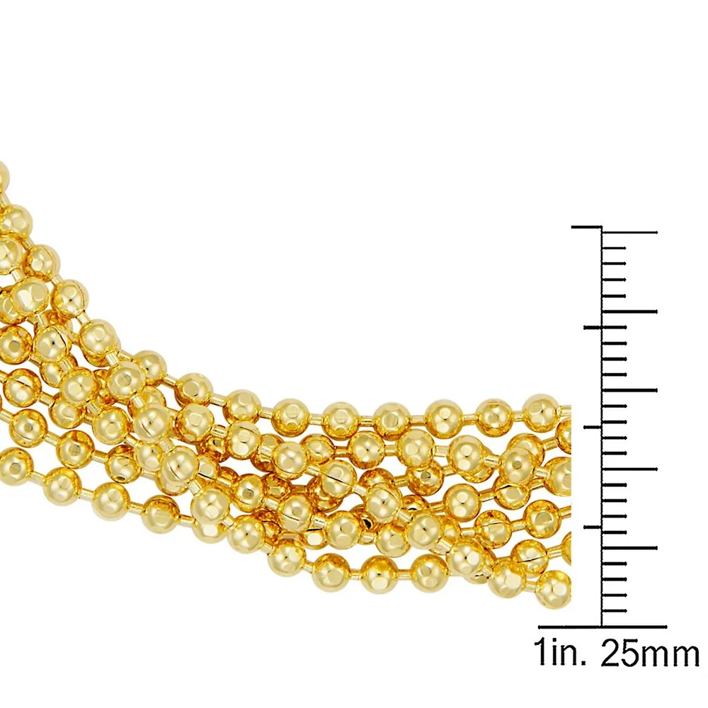 18kt Gold Plated 7.5" Strand Beaded Chain Yellow Gold Bracelet