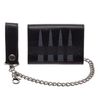 Punisher Metal Badge Logo Faux Leather Wallet And Chain