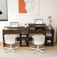 Lift Top Computer Desk Standing Desk With Hidden Compartments & Storage Shelves