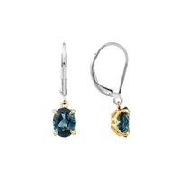 Earrings With London Blue Topaz In Sterling Silver And 10kt Yellow Gold