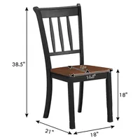4pcs Wooden Dining Side Chair High Back Armless Home Furniture Black