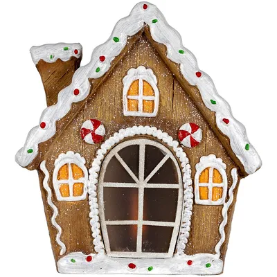12.5" Led Lighted Frosted Gingerbread Peppermint Christmas House