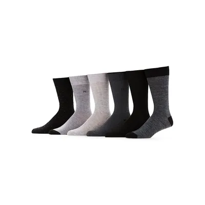 Men's 6-Pair Pindot Casual Dress Crew Socks Pack