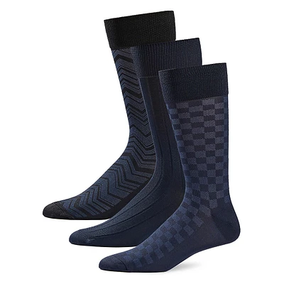 Men's 3-Pair Microfiber Luxury Herringbone Socks Pack