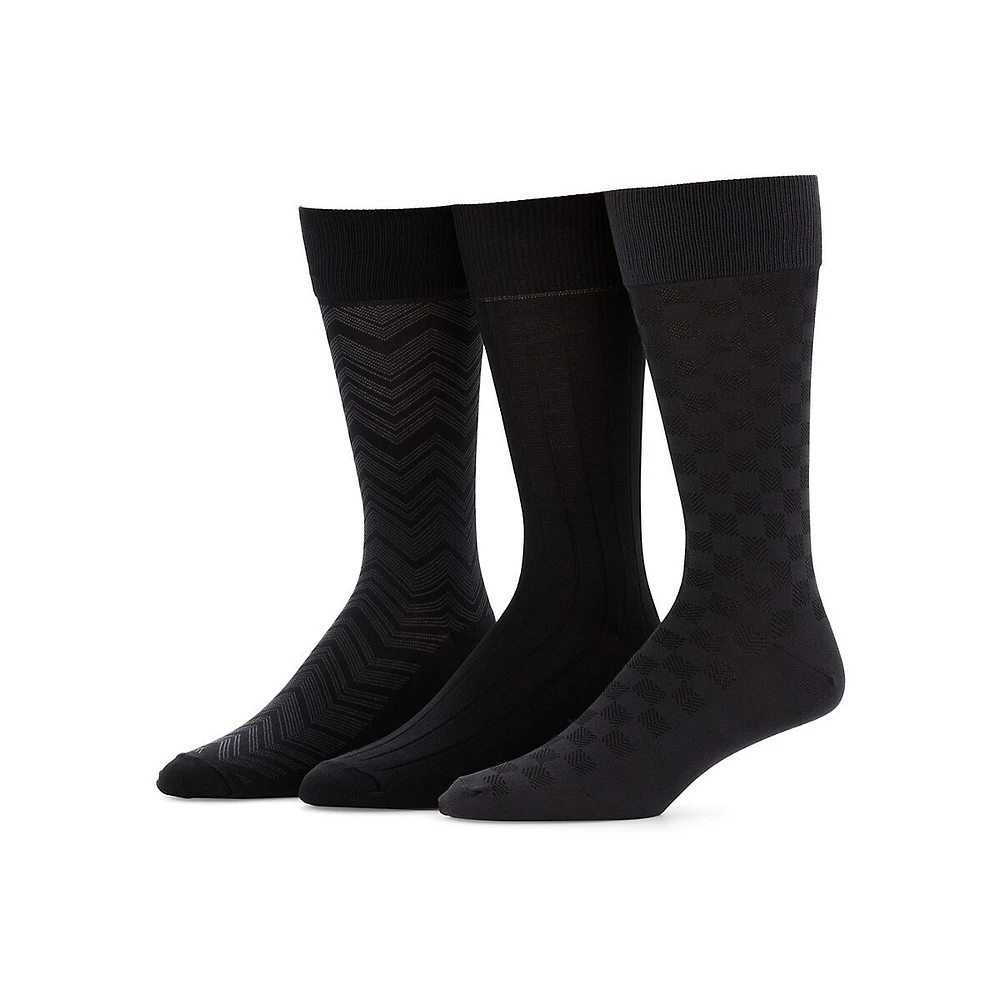Men's 3-Pair Microfiber Luxury Herringbone Socks Pack
