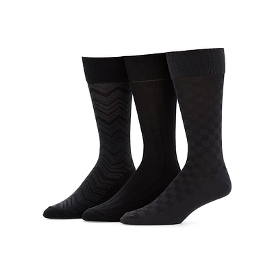 Men's 3-Pair Microfiber Luxury Herringbone Socks Pack