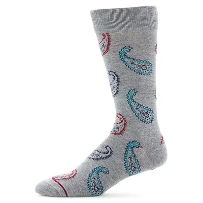 Men's Paisley-Print Crew Socks