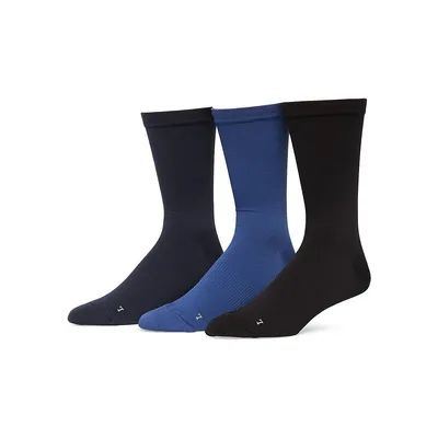 Men's Preferred Fit 3-Pair Performance Microfibre Piqué Crew Socks Pack